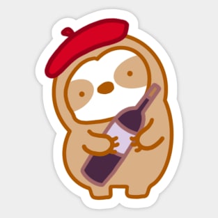 Cute Parisian Wine Sloth Sticker